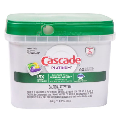 Cascade Platinum Dishwasher Cleaner, 60 ct