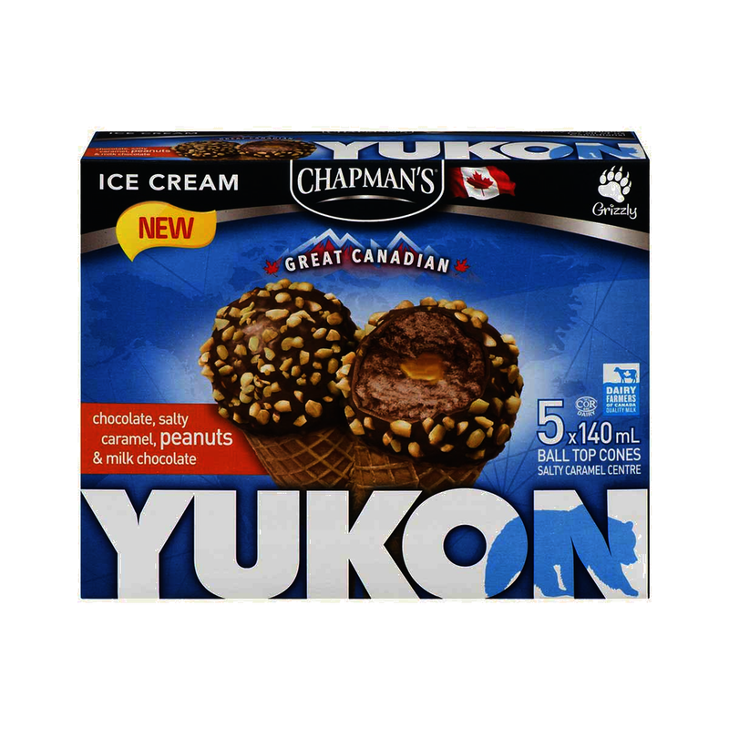 Chapman's Yukon Grizzly Chocolate With Caramel Centre & Peanuts Cones, 5 x 140 mL