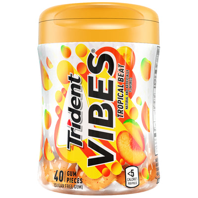 Trident Vibes Sugar Free Tropical Beat Gum Tub, 40 pieces
