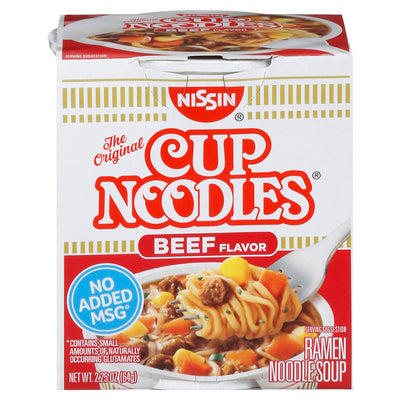 Nissin Cup Noodles Beef Ramen Noodle Soup, 64 g