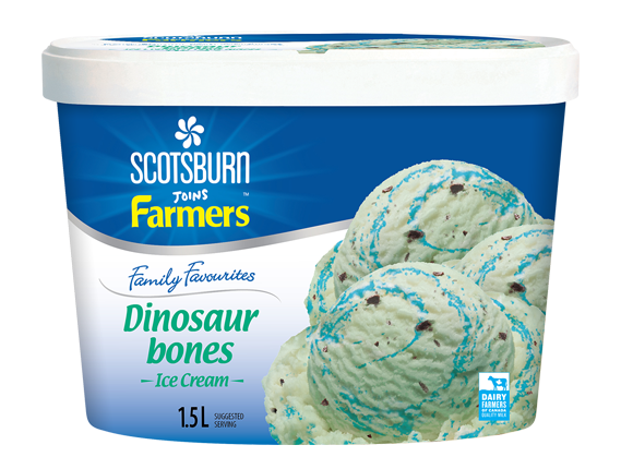 Scotsburn Joins Farmers Family Favourites Dinosaur Bones Ice Cream, 1.5 l