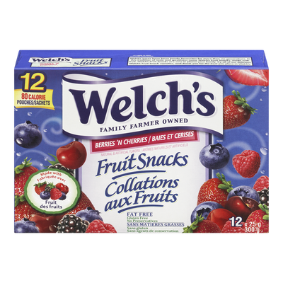 Welch's Berries 'N Cherries Fruit Snacks, 25 g, 12 ct