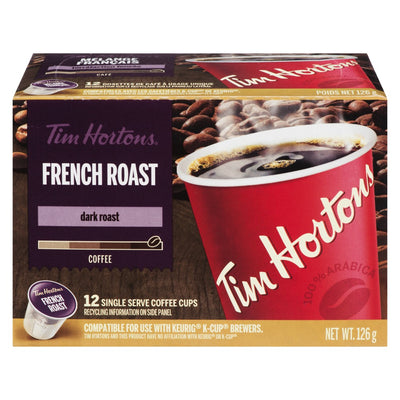 Tim Hortons French Roast Dark Roast Coffee, 126g (12ct)