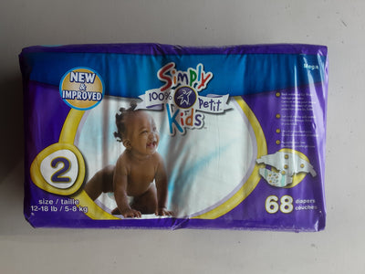 Simply Kids Mega Size 2 Baby Diapers, 68 ct
