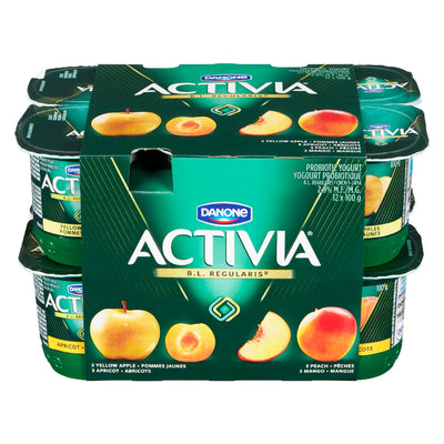 Danone Activa Yellow Apple/Apricot/Peach/Mango, 12 x 100g