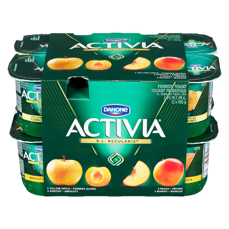 Danone Activa Yellow Apple/Apricot/Peach/Mango, 12 x 100g