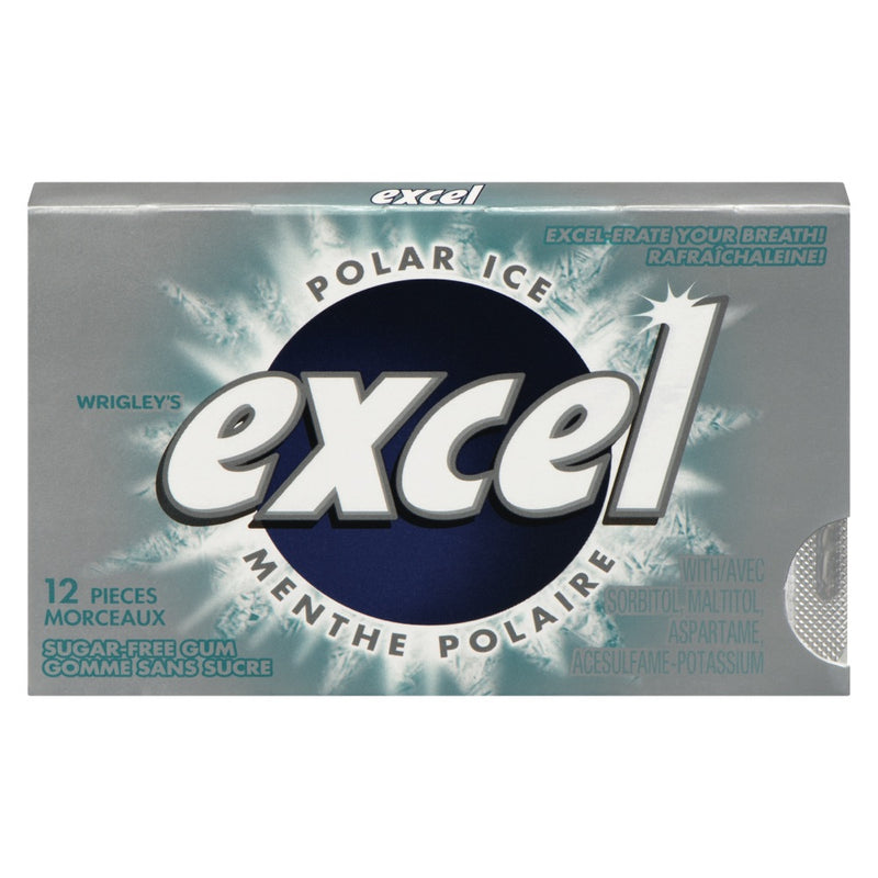 Excel Sugar-Free Polar Ice Gum, 12 pieces