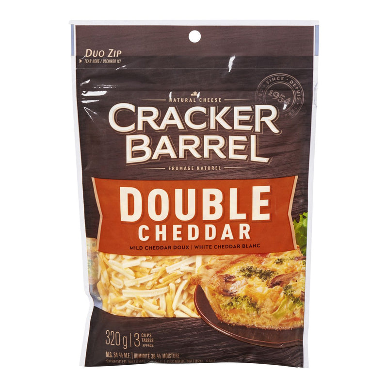 Cracker Barrel Double Cheddar Shredded Cheese, 320 g