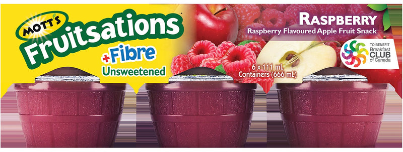 Mott's Fruitsations + Fibre Unsweetened Raspberry, 666 g (6 x 111 g)