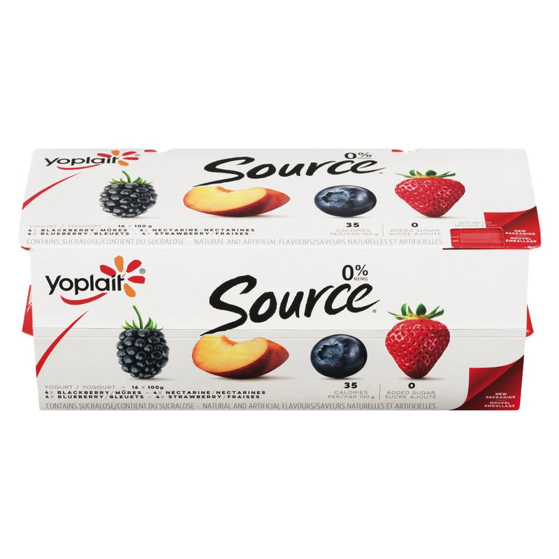 Yoplait Source Blackberry/Nectarine/Blueberry/Strawberry Yogurt 100 g, 16 ct