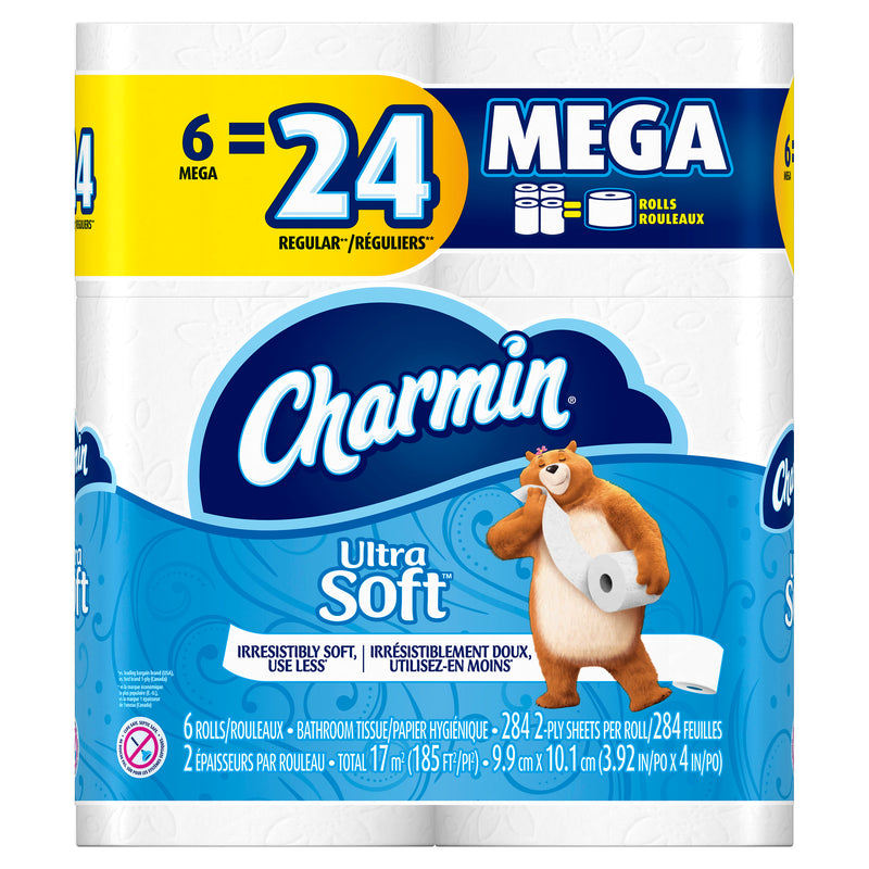 Charmin 2 Ply Ultra Soft Double Roll Bath Tissue, 6 ct