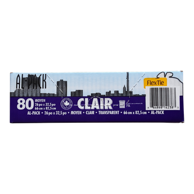 Al-Pack Clear Flex-Tie Garbage Bags, 80 ct