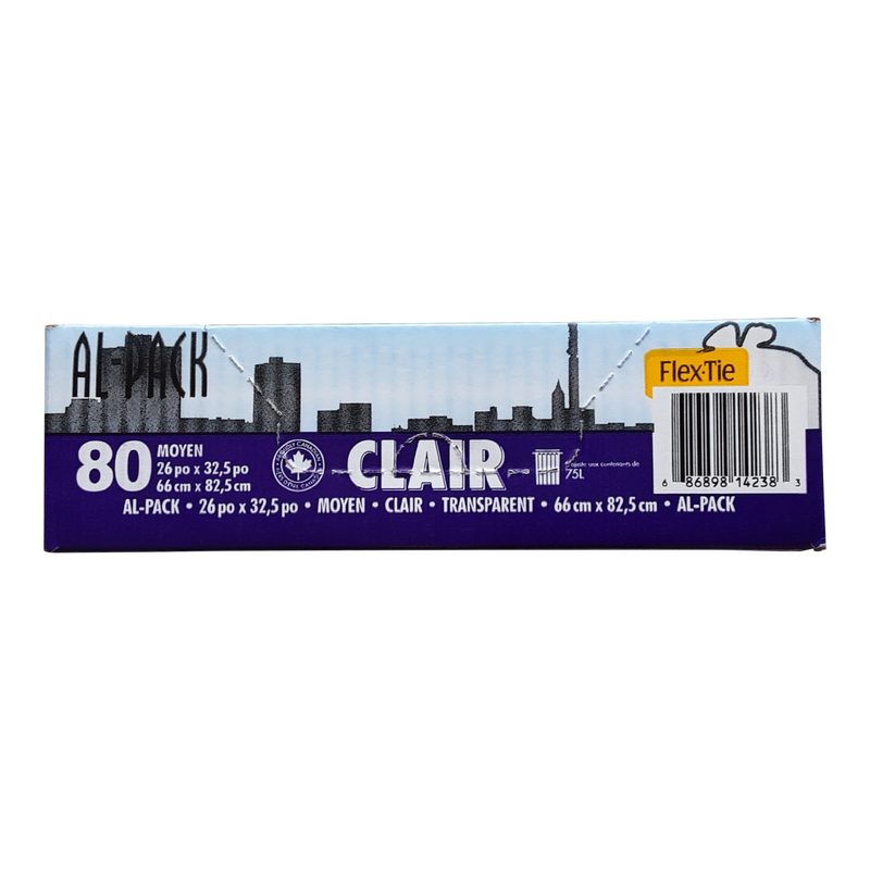 Al-Pack Clear Flex-Tie Garbage Bags, 80 ct