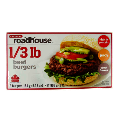 Roadhouse 1/3 Pound Beef Burgers, 151 g, 6 ct