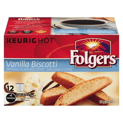 Folgers Keurig Vanilla Biscotti Coffee, 108 g (12ct)