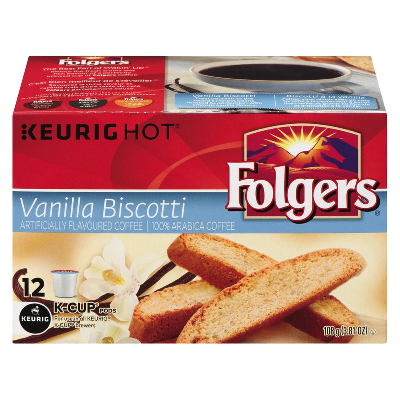 Folgers Keurig Vanilla Biscotti Coffee, 108 g (12ct)
