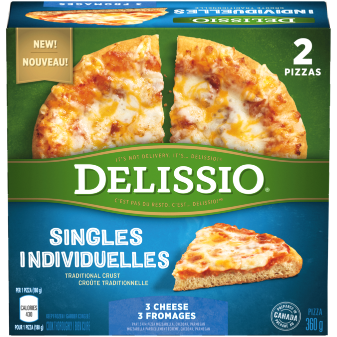 Delissio 3 Cheese Singles Pizzas, 360 g