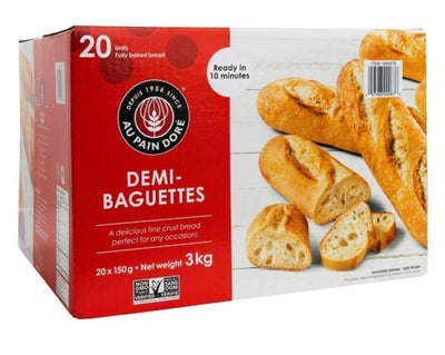 Au Pain Dore Non GMO Fully Baked Demi Baguettes, 150 g, 20 ct