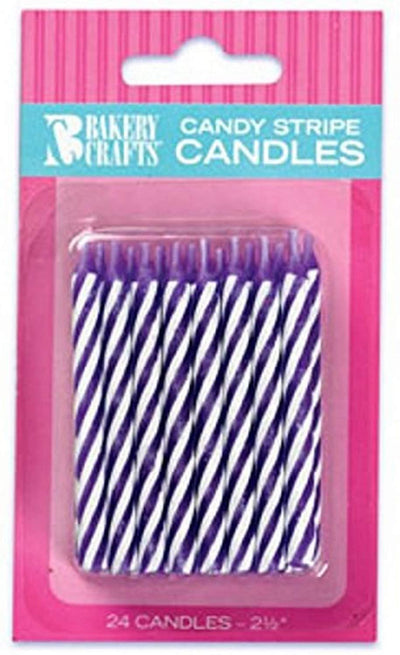 Bakery Crafts Purple Candy Stripe Birthday Candles, 24 ct