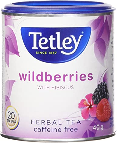 Tetley Wildberries With Hibiscus Caffeine Free Herbal Tea, 40g  (20ct)
