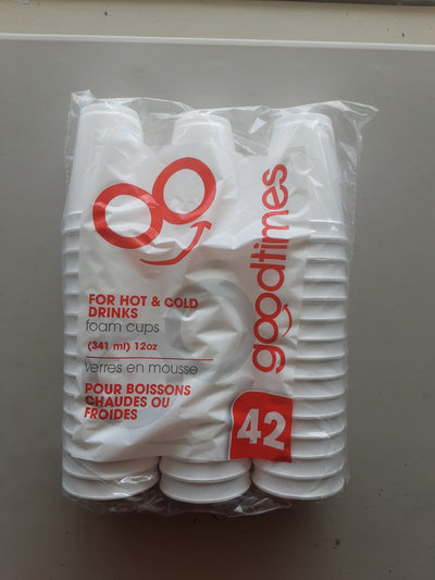 Goodtimes 12oz Foam Cups, 42 ct