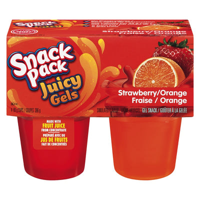 Snack Pack Juicy Gels Strawberry/Orange, 4 x 99 g