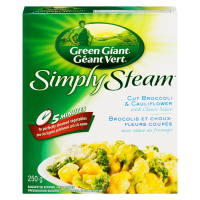 Green Giant Simply Steam Cut Broccoli & Cauliflower With Cheese Sauce, 250 g