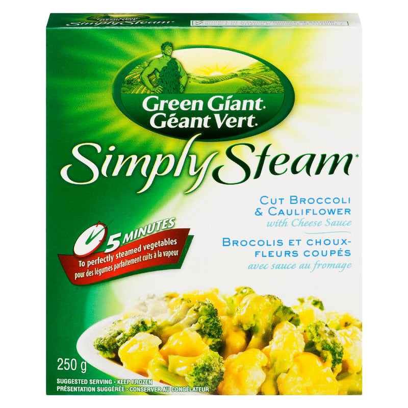 Green Giant Simply Steam Cut Broccoli & Cauliflower With Cheese Sauce, 250 g