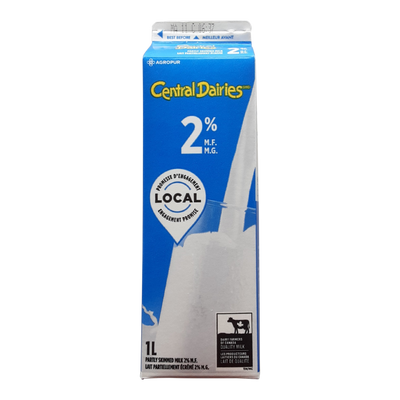 Central Dairies 2% Milk, 1 L