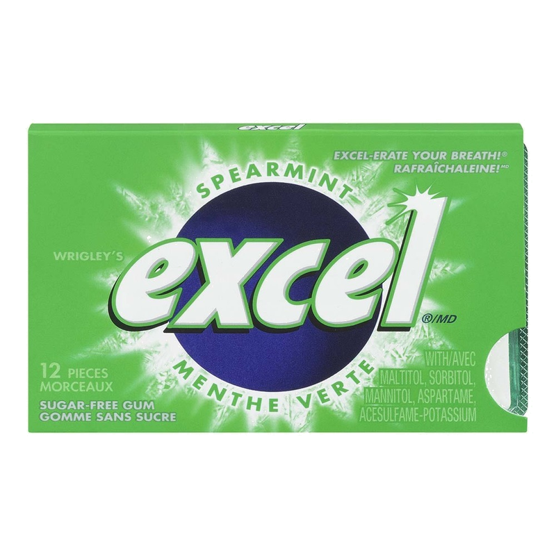 Excel Sugar-Free Spearmint Gum, 12 pieces