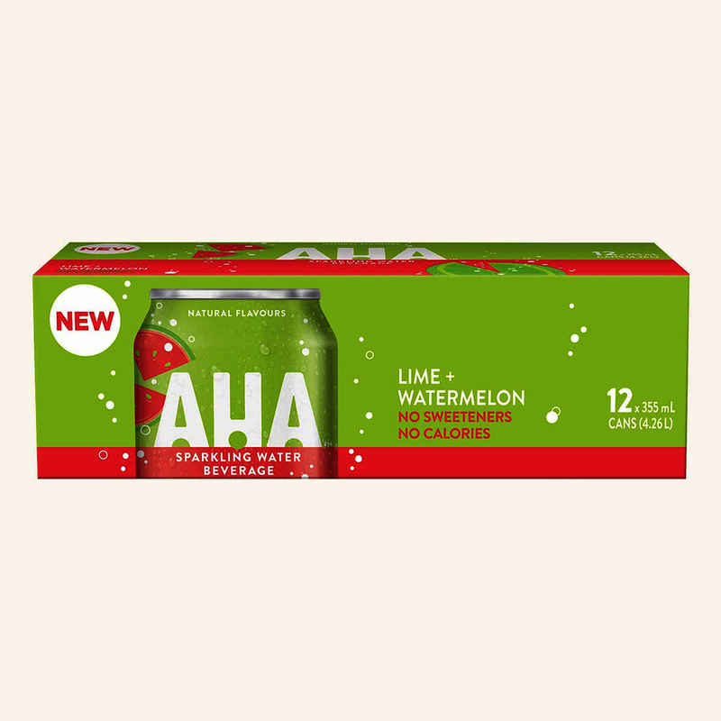 AHA Lime + Watermelon Sparkling Water, 12 x 355mL