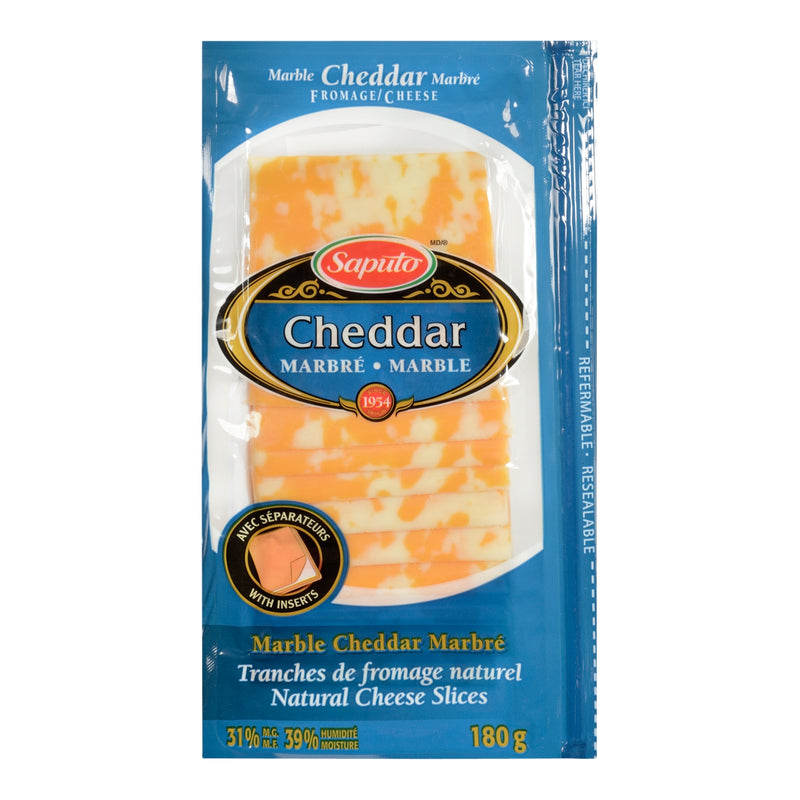Saputo Sliced Marble Cheddar Cheese, 180 g