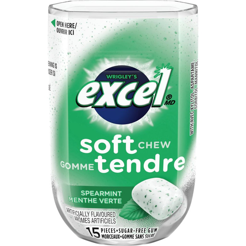 Excel Sugar Free Spearmint Soft Chew Gum, 15 pieces