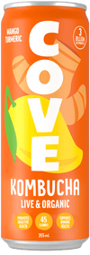 Cove Mango Turmeric Live & Organic Kombucha, 355 mL