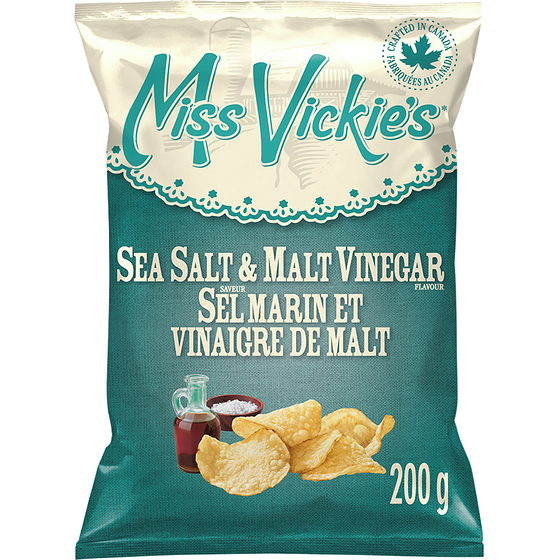 Miss Vickie's Sea Salt & Malt Vinegar Chips, 200 g