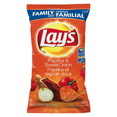 Lay's Family Size Paprika & Sweet Onion Potato Chips, 240 g