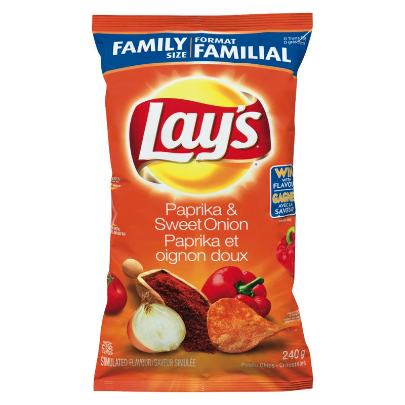 Lay's Family Size Paprika & Sweet Onion Potato Chips, 240 g