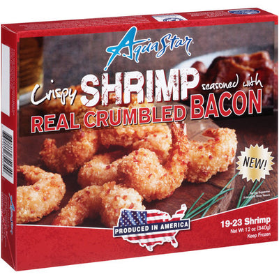 Aqua Star Crispy Shrimp Seasoned With Real Crumbled Bacon, 12 oz, 19-23 ct