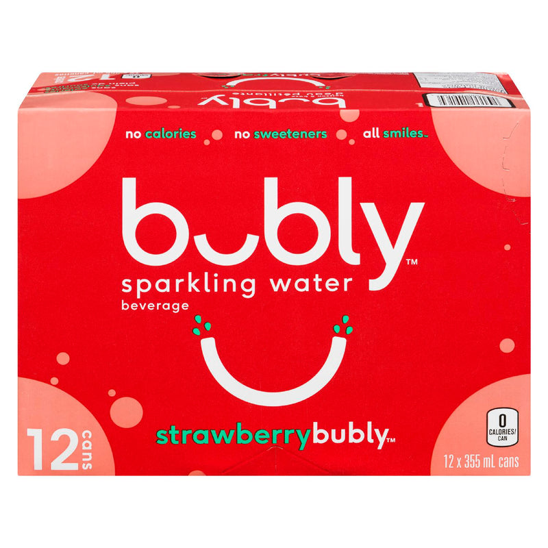 Bubly Strawberry Sparkling Water, 12 x 355 mL