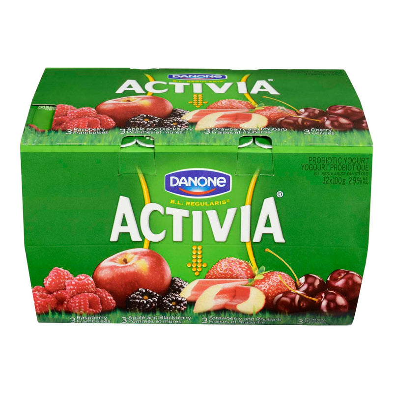Danone Activia Probiotic Yogurt Raspberry/Apple Blackberry/Strawberry Rhubarb/Cherry, 100 g