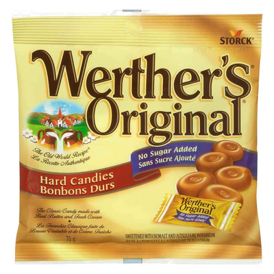 Werther's Original Caramel Hard Candies No Sugar Added, 70 g