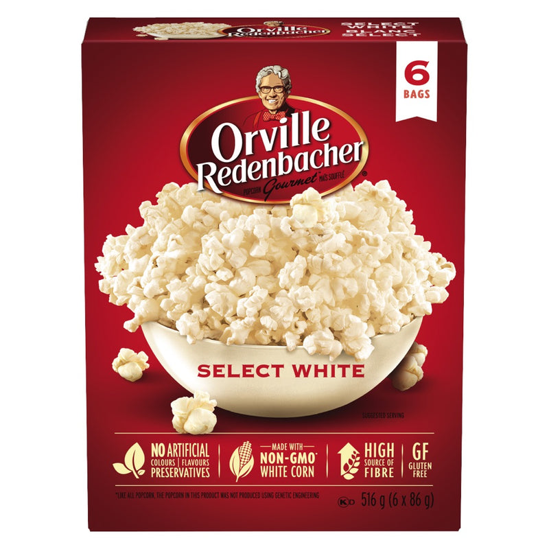Orville Redenbacher Select White Popcorn, 516 g (6 x 86g)