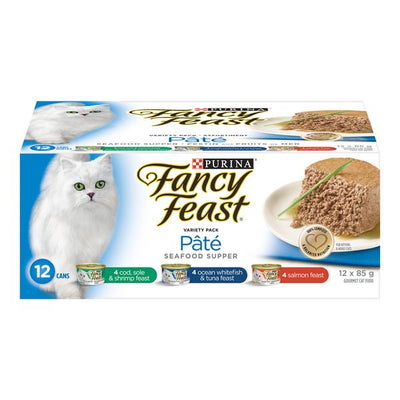 Fancy Feast Pate Seafood Supper Variety Pack Wet Cat Food, 12 x 85 g