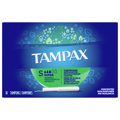 Tampax Flushable Cardboard Super Absorbency Tampons, 10 ct