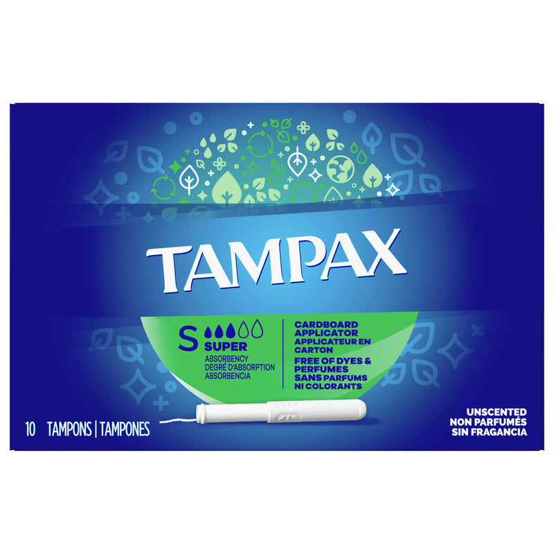Tampax Flushable Cardboard Super Absorbency Tampons, 10 ct