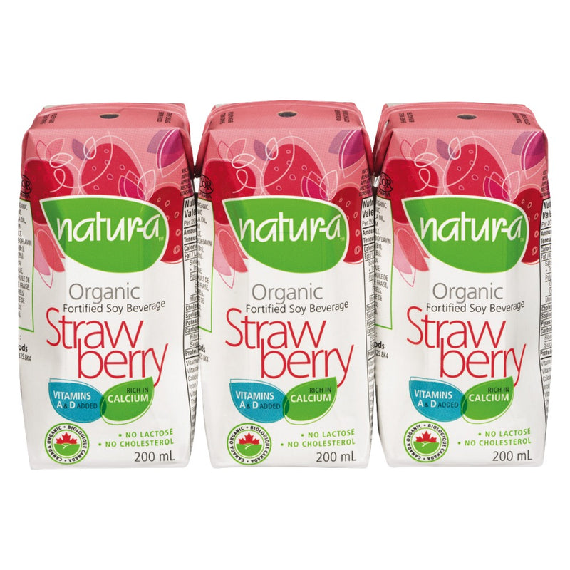 Natura Organic Strawberry Fortified Soy Beverage, 200 mL