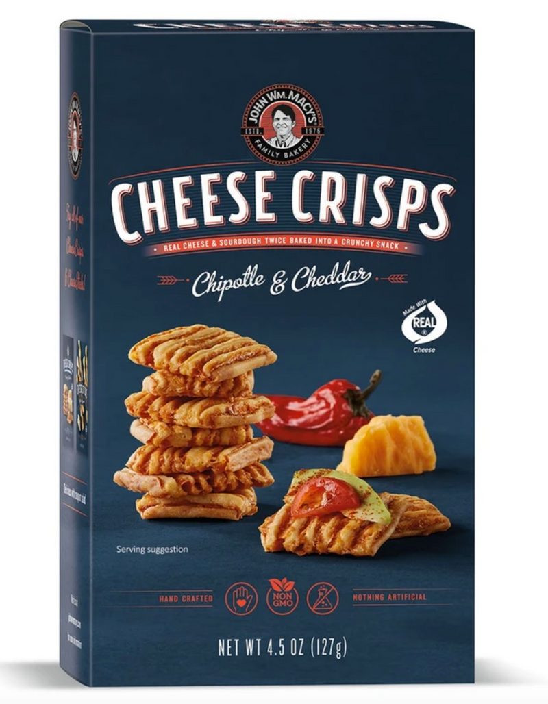 John Wm. Macy's Chipotle Cheddar Cheese Crisps, 128 g