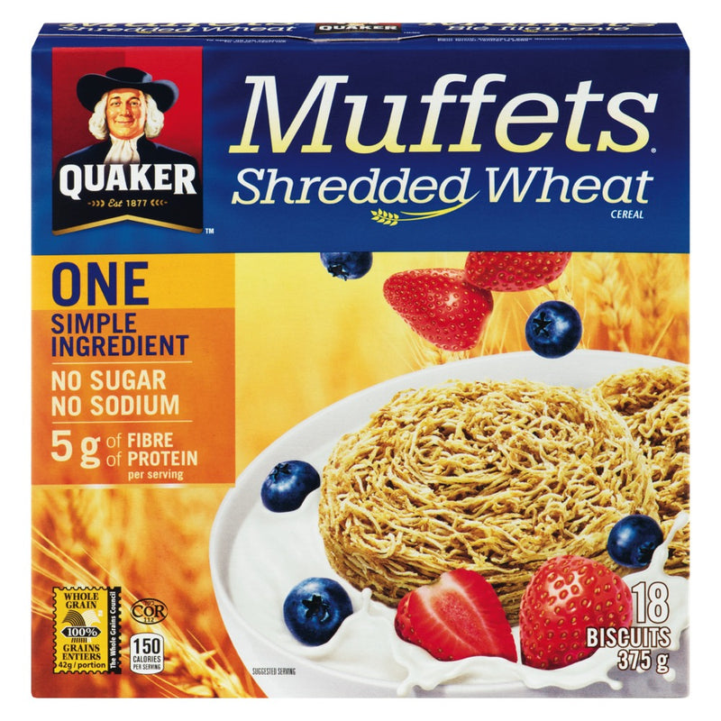 Quaker Muffets Shredded Wheat, 375 g