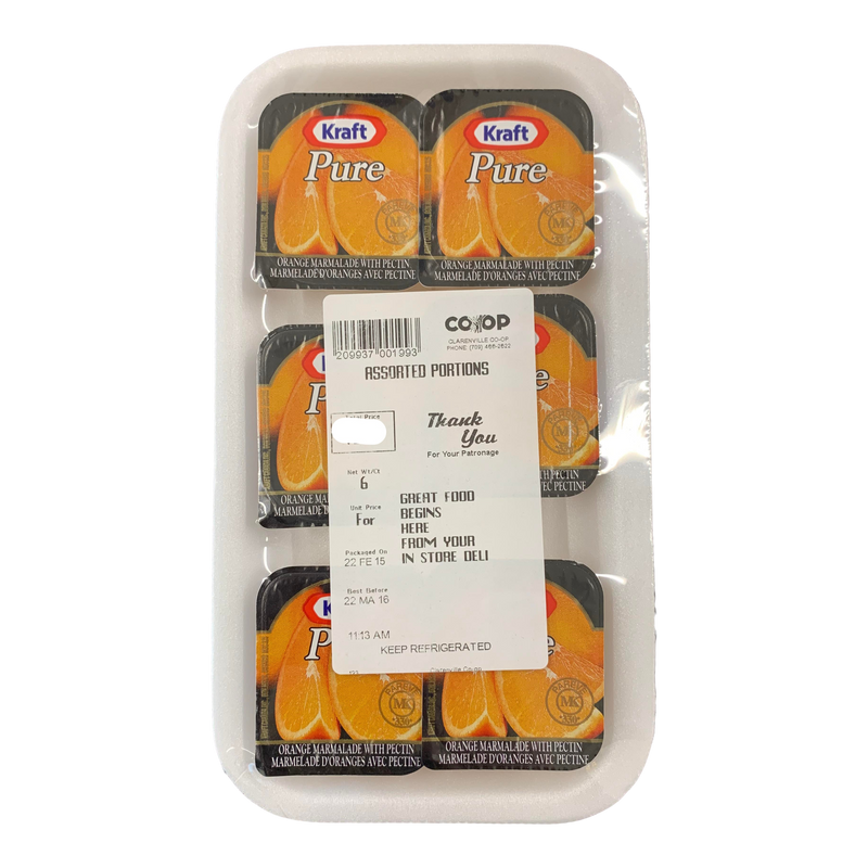 Assorted Portions Kraft Orange Marmalade, 6pk