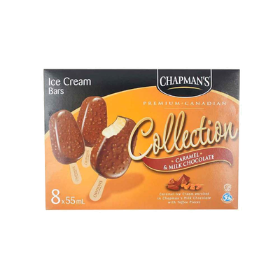 Chapman's Premium Canadian Collection Caramel & Milk Chocolate Bars, 8 x 55 mL